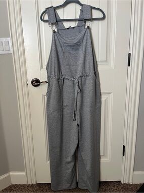 BloomChic Gray Relaxed Drawstring Wide leg Jumpsuit Overalls